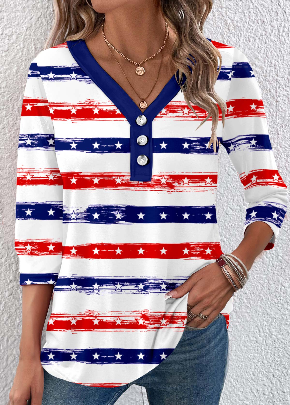 Anke - Gestreept T-shirt met 3/4 mouwen