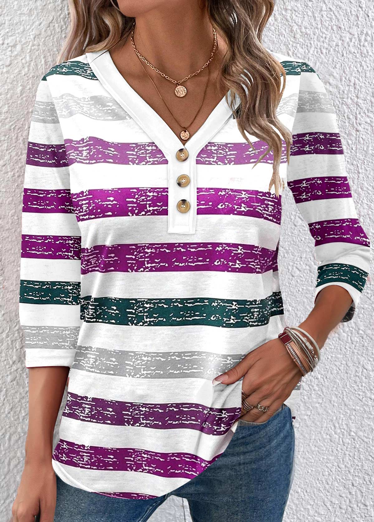 Anke - Gestreept T-shirt met 3/4 mouwen